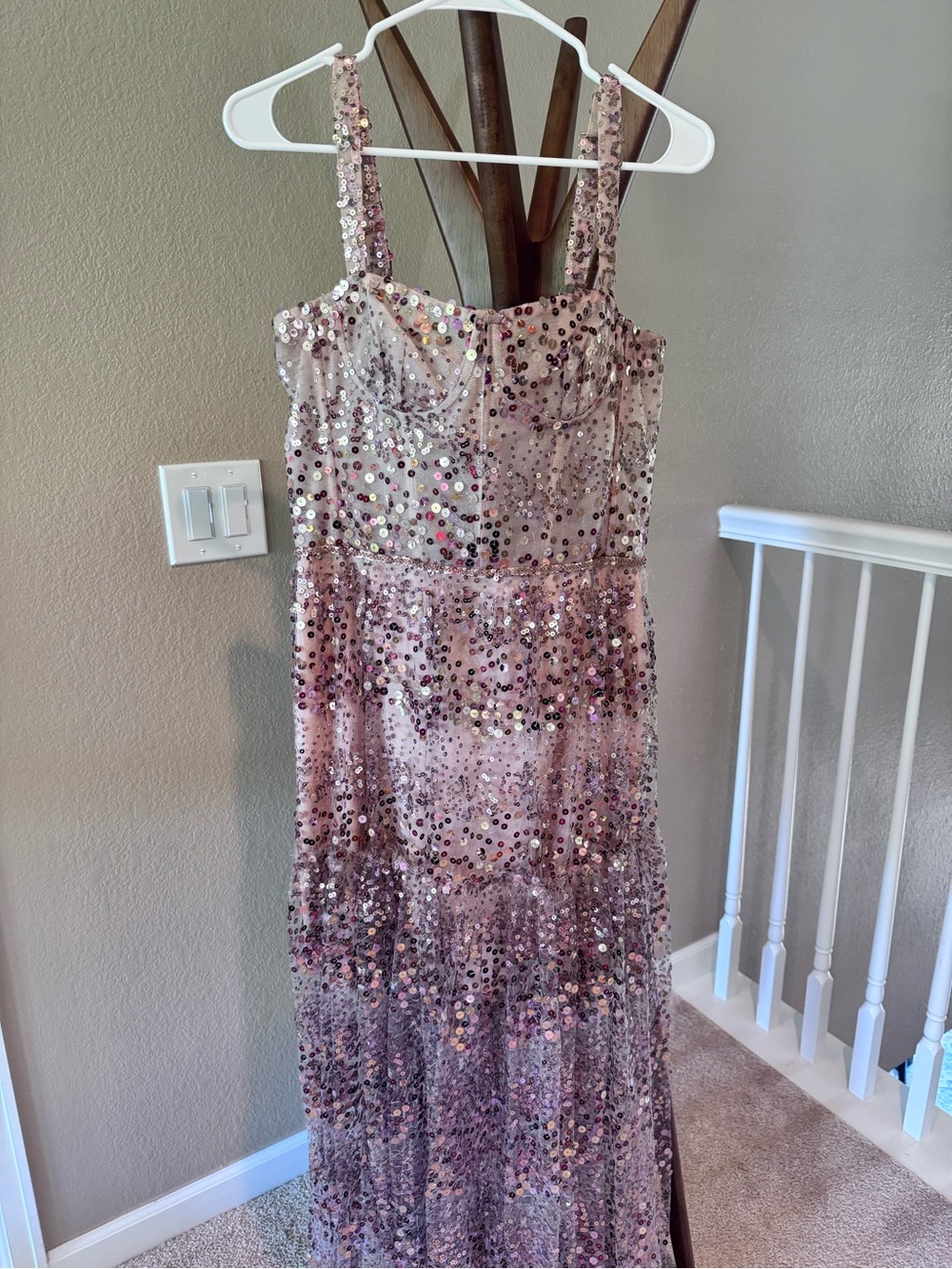 Bronx and Banco Midnight Gold Sequin Maxi Dress US10/XL - Picture 4 of 10